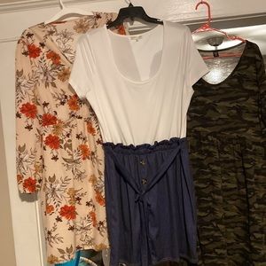 Mini dress. fake jean bottom paper bag waist